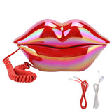 Creative Lips Telephone Electroplate Desktop Landline Phone for Home Office Hotel Decoration Lip Shaped Phones Mouth Telephone