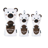 Golf Wood Cover White Bear Golf Club Head Cover for Driver Fairway Hybrid Waterproof Protector PU Leather Soft Golf Headcover