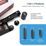 1800mAh Power Supply 12500RPM Coreless Motor RCA Converter Rotary Tattoo Pen Wireless Tattoo Machine With 2PCS Tattoo Battery