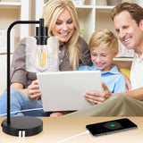 Industrial Press Control Table Lamps Bedside Nightstand Reading Lamps with Glass Shade for Bedroom Living Room US Plug