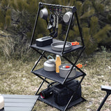 Outdoor Camping Cups Bowls Folding Drying Rack Hung Shelf With Hook Aluminum Alloy Bracket Picnic BBQ Tableware Cookware Storage