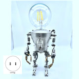 Manual Assembling Stainless Steel Steampunk Big Head Robot Lamp Home Bedroom Table Lamp Bar Atmosphere Lamp US Plug