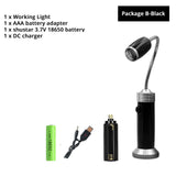 Rechargeable LED Flashlight Bendable Work Light Barbecue Light 3 Lighting Modes Zoom Waterproof Camping Light with Tail Magnet