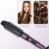 2 in 1 Ceramic Styler Hair Curler Brush Straight and Curl Curling Iron  perm hair comb pear flower electric round comb  brush