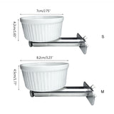 Bird Feeding Cups Hanging Parrot Cage Feeder 2 Sizes Ceramic Bowl with Stainless Steel Bracket for c.ckatiel Lovebird