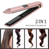 2 In1 Portable Curling Iron with USB Charging Wireless Hair Straightener Fast Heat Hair Straightener Hair Curler Styling Tool