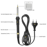 13in 1 Soldering Iron Kit 60W Adjustable Temperature Welding Soldering Iron with ON/OFF Switch 5pcs Soldering Tips Solder Sucker