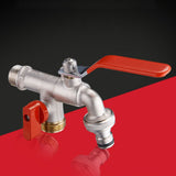 G2AB 90 Degree Double Valve Water Tap Durable Brass Manual Adjust Faucet for Home Outdoor Garden Tools