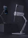 Foldable Tablet Stand Long Arm Multi Angle Adjustable Tablet Support Desktop Aluminum Cell Phone Holder for iPad iPhone 4-13inch