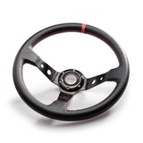 Car Racing Steering Wheel 3 Colors 14inch 350mm Aluminum Bracket and PVC Leather Button Sport Steeing wheel with Logo