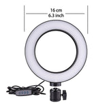 6.3 -10 Inch Selfie Ring Light Phone LED Camera Ring Lamp Photography USB Dimmable with Tripod Stand Holder for Makeup Youtube