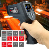Digital Two Laserlines Infrared Object Temperature Measurement Tool Handheld ℃ ℉ Switchable Measuring Device with LED Light