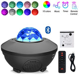 Star Moon Galaxy Projector Light Sky Laser Colorful LED Ocean Wave Music Rhythm Control Night Projector Lights