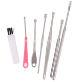 7Pcs/set Ear Wax Pickers Stainless Steel Earpick Wax Remover Curette Ear Pick Cleaner Ear Cleaner Spoon Care Ear Clean Tool