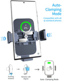 2 in 1 Design 10W Qi Fast Charging Wireless Car Charger Auto Clamping Car Mount Windshield Dashboard Air Vent Phone Holder