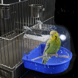 Bird Bath Box Parrot Bathing Cage Accessory for Small Birds Parakeet Canary Budgerigar Lovebirds Transparent Top