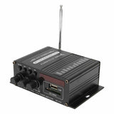 Bluetooth 5.0 Stereo Amplifier 2.0 Channel HiFi Sound FM Radio USB Full Decoding Amplifier with Remote Control for Car Home