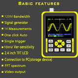 DSO1511G 2.4-Inch Screen Digital Oscilloscope 120Mhz Analog Bandwidth Support Signal Generator Handheld Oscilloscope