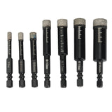 7Pcs Brazed Diamond Dry Drill Bits Hole Saw Cutter For Granite Marble Ceramic Tile Glass 5/6/8/10/12/14/16Mm