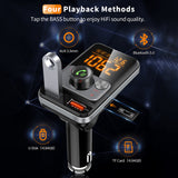 Bluetooth 5.0 FM Transmitter 1.4 Inch Display Radio Adapter Handsfree Car Kit 18W QC3.0 USB Fast Charger With Fatigue Alarm