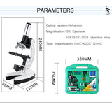 Microscope Set with Accessories Kit 100X-1200X Children Kids Students All-Metal Microscope Biology Biological Scientific Lab