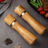 6Inch Wooden Pepper Grinder Set With Wood Holder Manual Salt And Pepper Mills Spice Shaker Grinder Kitchen BBQ Tool