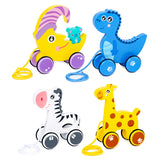 Baby Walker Toy Wooden Dragging Animal Cartoon Hand Pull Rope Car Learn To Walk Toddler Early Teaching Toy Child Gift Kid Toy