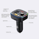 Wireless Radio Bluetooth FM Transmitter Audio Transmitter Music Player Hands Free Car Kit with Dual USB Charger TF Card Slot