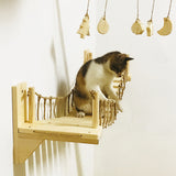 90cm Cat Bridge Climbing Frame Wood Pet Cat Tree House Bed Hammock Sisal Scratching Post Cat Furniture Cat Toy Wall Mounted