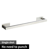 Stainless Steel Silver Bathroom Hardware Set Towel Rack Toilet Paper Holder Towel Bar Hook Bathroom Accessories Don't Drilling