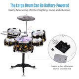 kids Children Jazz Drum Set 5PCS Drums with Cymbal Drumsticks Adjustable Stool Musical Gift Percussion Instrument