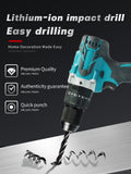 3 In 1 13mm Brushless Electric Hammer Drill Electric Screwdriver 20+3 Torque Cordless Impact Drill for Makita 18V Battery