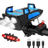 Bicycle Light, USB Rechargeable 4000MAh Headlight, Waterproof Front Light and Speaker with Mobile Power