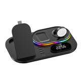 4 in 1 Fast Wireless Charger Clock Pad for iPhone 13 12 Wireless Charging Stand for Apple Watch 7 6 / Pro