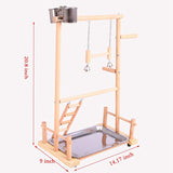 Parrot Play Stands with Cup Toys Tray Bird Swing Climbing Hanging Ladder Bridge Wood Cockatiel Playground Bird Perches