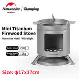 Naturehike Ultralight 200g Portable Camping Stove Outdoor Hiking Picnic BBQ Titanium Firewood Stove Cookware Picnic Equipment