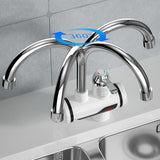 Stainless Steel Electric 360 Degree Rotation LED Fast Instant Faucet Tap Cold Hot Water Heater Safe Kitchen Under Inflow Sliver