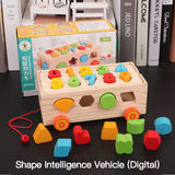 Wooden Blocks Geometric Shape Matching Box Baby Montessori Toy Multi-Functional Intellectual Car Box Early Child Education Gift