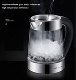 220V 2L Electric Tea Pot Kettle Glass 1500W Fast Heating Water Boiling Kettle Automatic Teapot Multicooker
