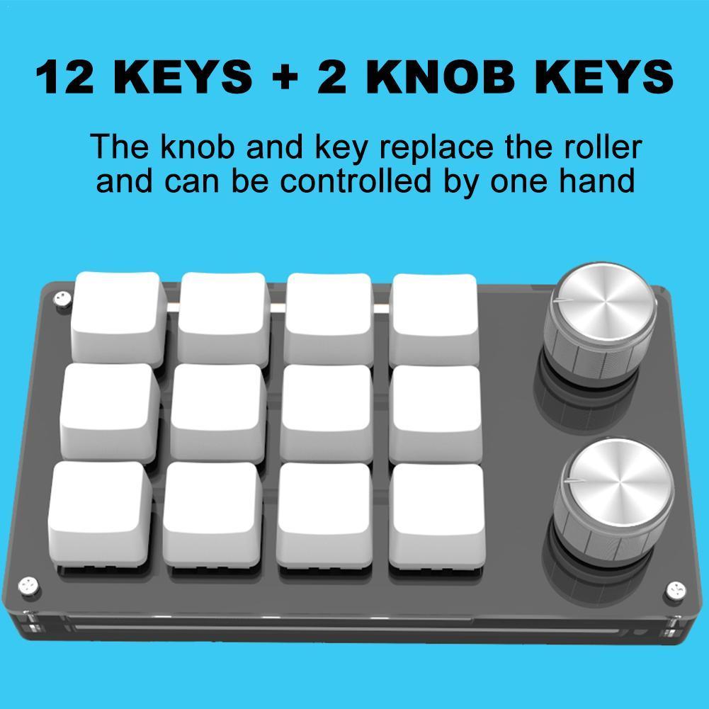 Macro Keyboard 12 Key 2 Knob Mechanical Keyboard Hot Swap Custom Keypad One-handed Keypad Mini Gaming Keyboard Mini Keyboard