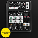 Sound Card 4 Channel Studio DJ Music Recording Multifunction Portable Home Computer Playback Live Streaming Audio Mixer