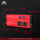 1200W/2000W Potable Car LED Display Screen Power Inverter Converter DC 12V To AC 220V 4 USB Car Charger Converter Adapter