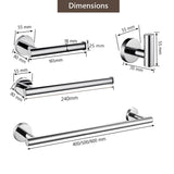 Bathroom Hardware Set Stainless Steel  Mirror Round Towel Bar Toilet Paper Holder Towel Ring Robe Hook