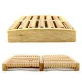 Wooden 5 Rows Foot Massage Roller Comfortable Wood Massage Wheels for Office Worker Driver Old People (Rectangular)
