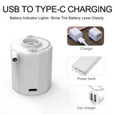 3 In 1 Air Pump Air Compressor and Lantern USB Pocket Pump Inflator Pump with 5 Nozzles for Air Mattress Vacuum Storage Bag
