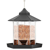 20x20x22cm Large capacity Bird Feeder Transparent shell Plastic Hanging Bird Feeder with Roof for Outdoor Garden Patio Backyard
