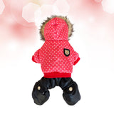 Winter Warm Pet Dog Hoodies Jumpsuit Thickening Cotton Dog Coat Pants Set Warm for Puppy Dog Cat Size (red, Dot Pattern