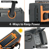 Hand Crank Radio Solar Crank Dynamo Powered AM/FM/NOAA Weather Radio Use Emergency LED Flashlight Power Bank Multifunctional