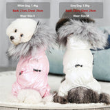 Luxury Fur Collar Dog Clothes Waterproof Windproof Dog Overalls for Small Dog Adjustable Waist Warm Puffy Pet Clothing Hair Free
