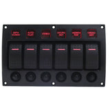 6 Gang Waterproof Car Auto Marine LED Rocker Switch Panel Circuit Breakers